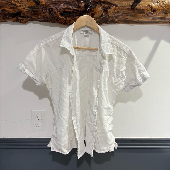 American Eagle Crisp White Button Down Short Sleeve Shirt - Picture 7 of 8